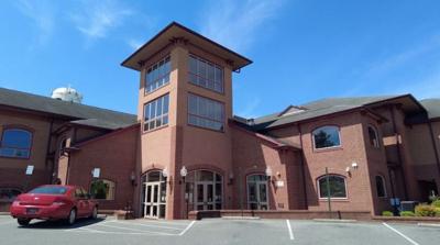 The front of the Milford Library building from the outside.