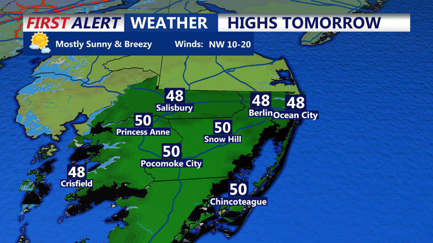 HIGHS TOMORROW OCEAN CITY