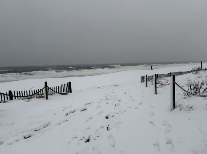 Snow on the beach in Rehoboth