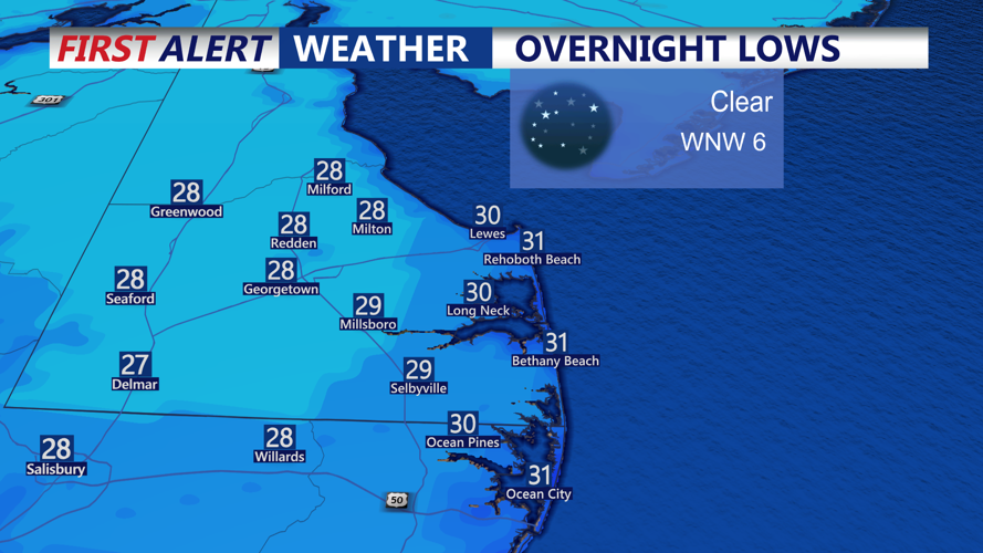 Tonight's overnight lows