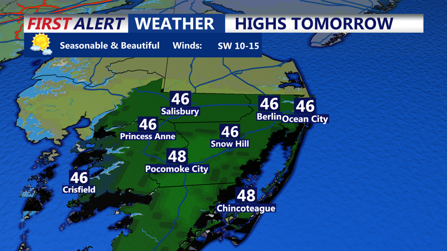 HIGHS TOMORROW OCEAN CITY