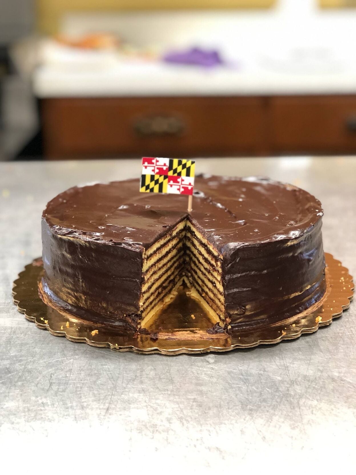 Smith Island Cakes are made in many flavors, including this chocolate one. Courtesy Beach to Bay Heritage Area.