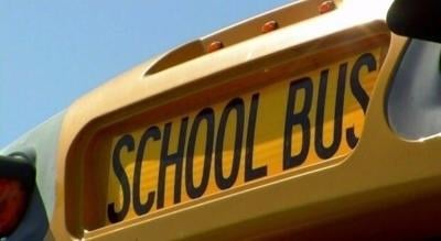 The front of a school bus