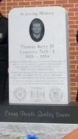 A gray memorial stone.