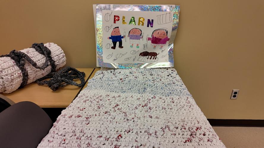 Sleeping mat made out of plastic bags by volunteers of Volunteer Delaware 50+