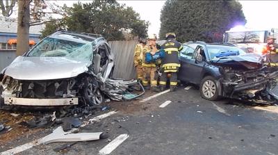 The scene from Saturday's crash on Minos Conaway Road. Courtesy Chuck Snyder