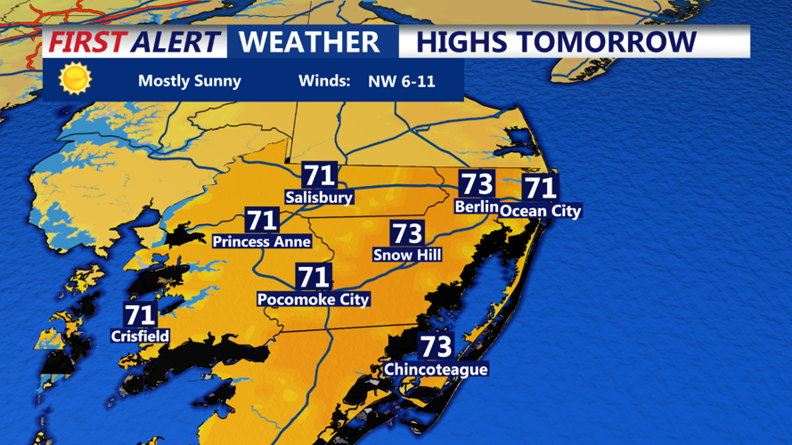 HIGHS TOMOMORROW OCEAN CITY