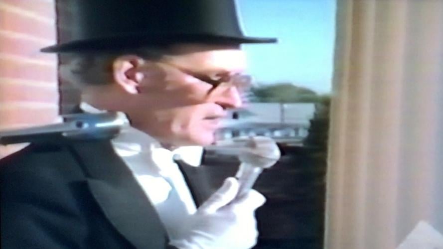 Ronnie Dodd reading the returns of the election in the Portrait of America documentary