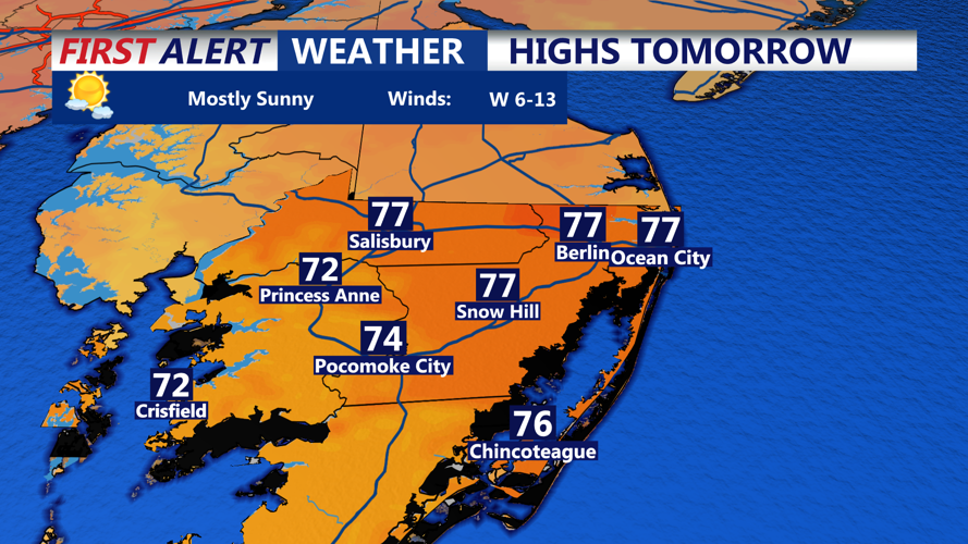 HIGHS TOMORROW OCEAN CITY