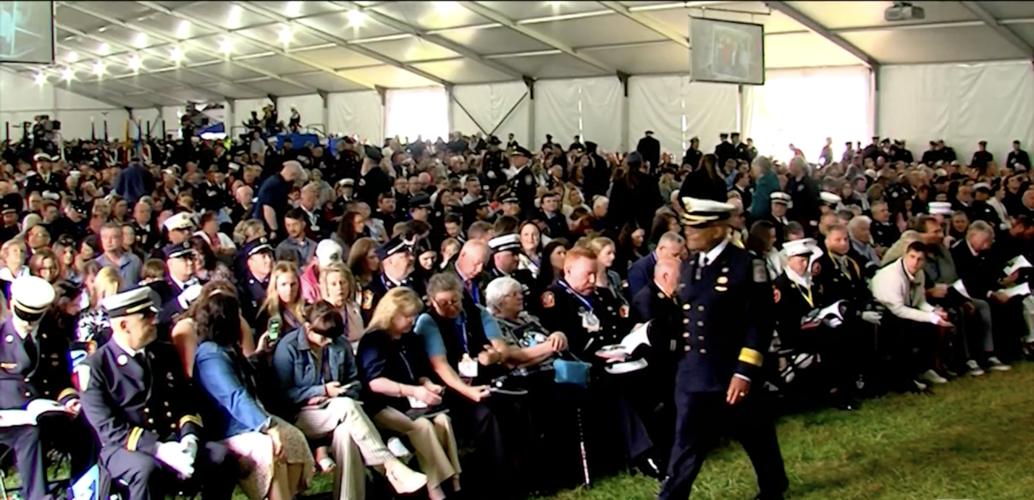 Crowd gathered to honor fallen firefighters