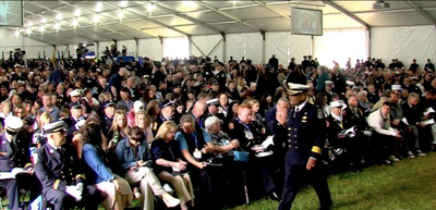 Crowd gathered to honor fallen firefighters
