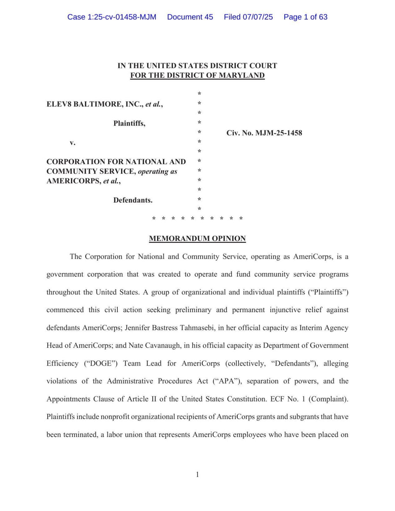 MEMORANDUM OPINION