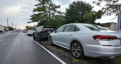 Cars parked on the street.
