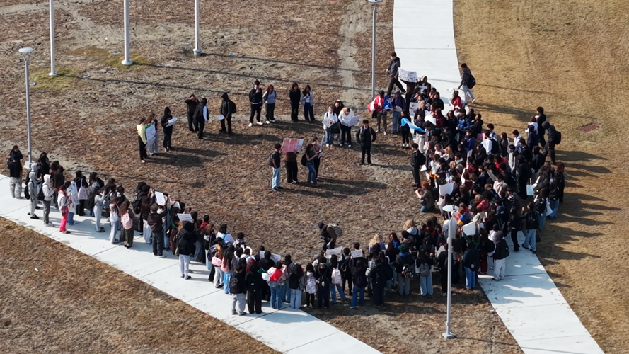 According to the Indian River School District, about 150 students participated in the walkout.