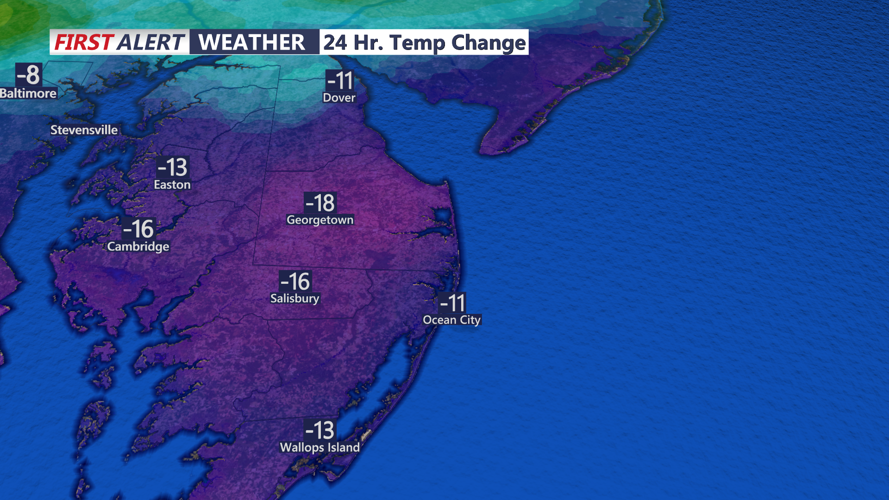 24 HOUR CHABNGE IN TEMPS
