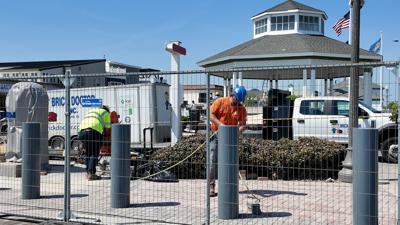 Wide shot of bollards