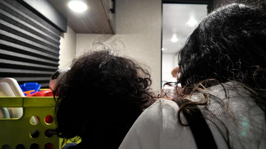 The woman says that, although it is often hard, she tries to stay strong for her son.