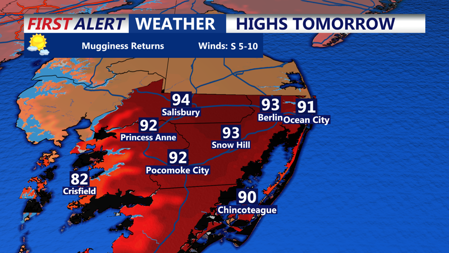 HIGHS TOMORROW - OCEAN CITY