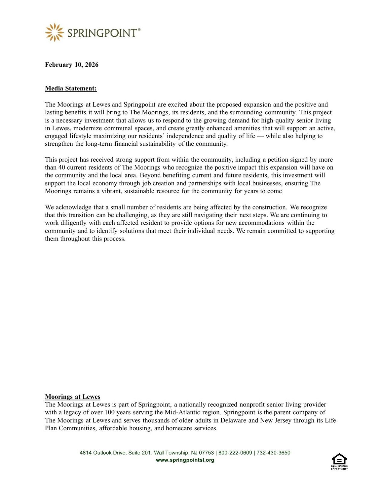 Media Statement from Moorings