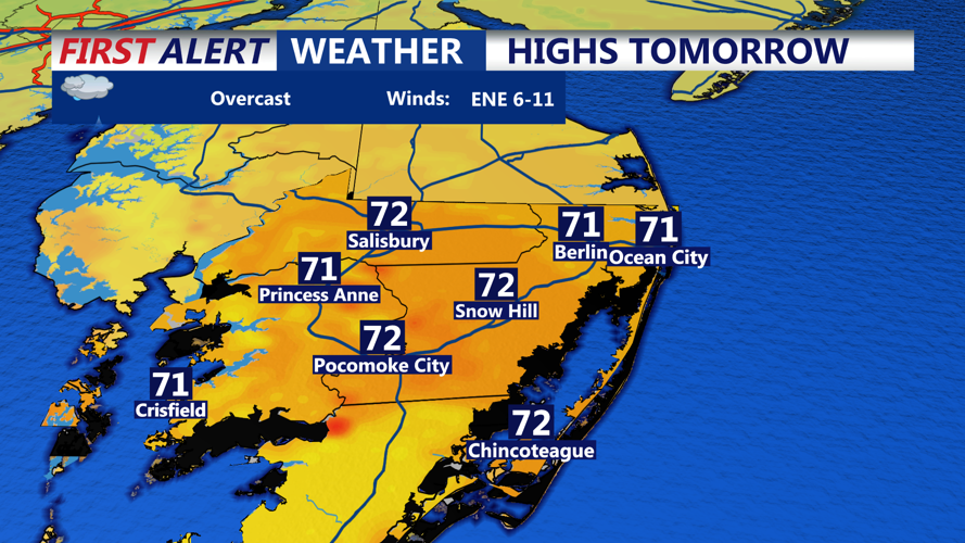 HIGHS TOMORROW - OCEAN CITY