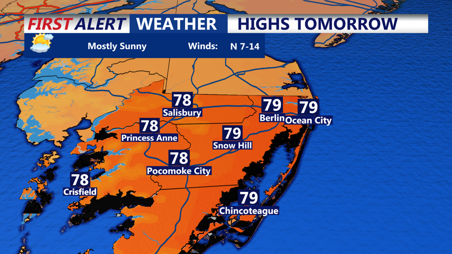 HIGHS TOMORROW OCEAN CITY