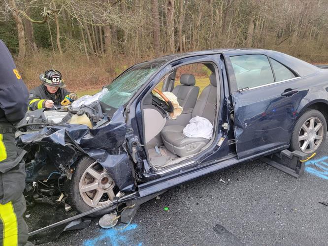 The Cadillac STS after the crash. Courtesy Millsboro Fire Company.