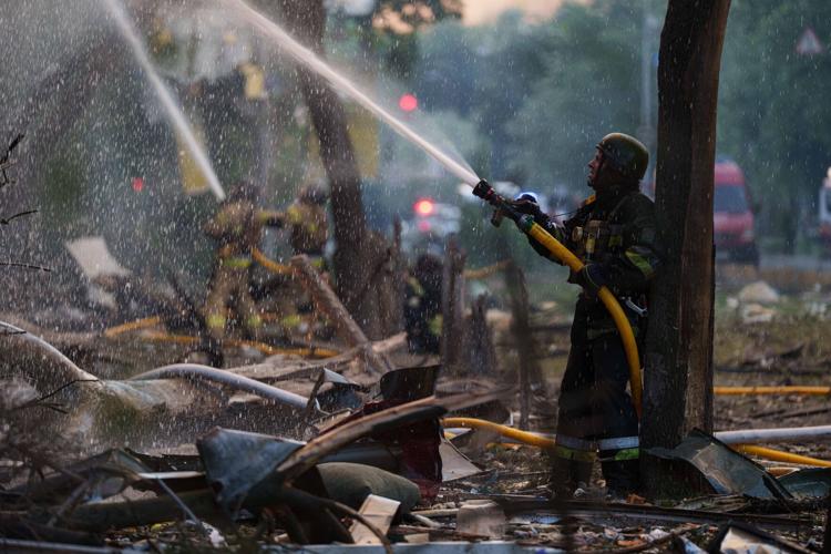 Russia strikes Kyiv with drones and hypersonic missile, in photos