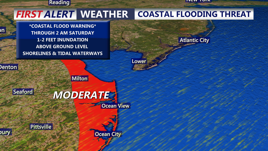 Image shows the threat of coastal flooding.
