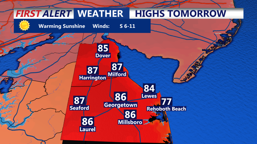 HIGHS TOMORROW SUSSEX COUNTY