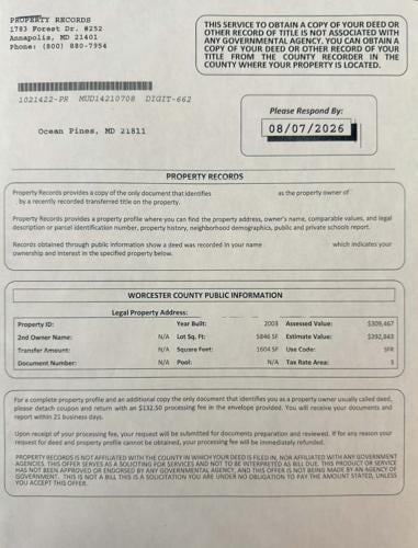 A scan of a property records scam.