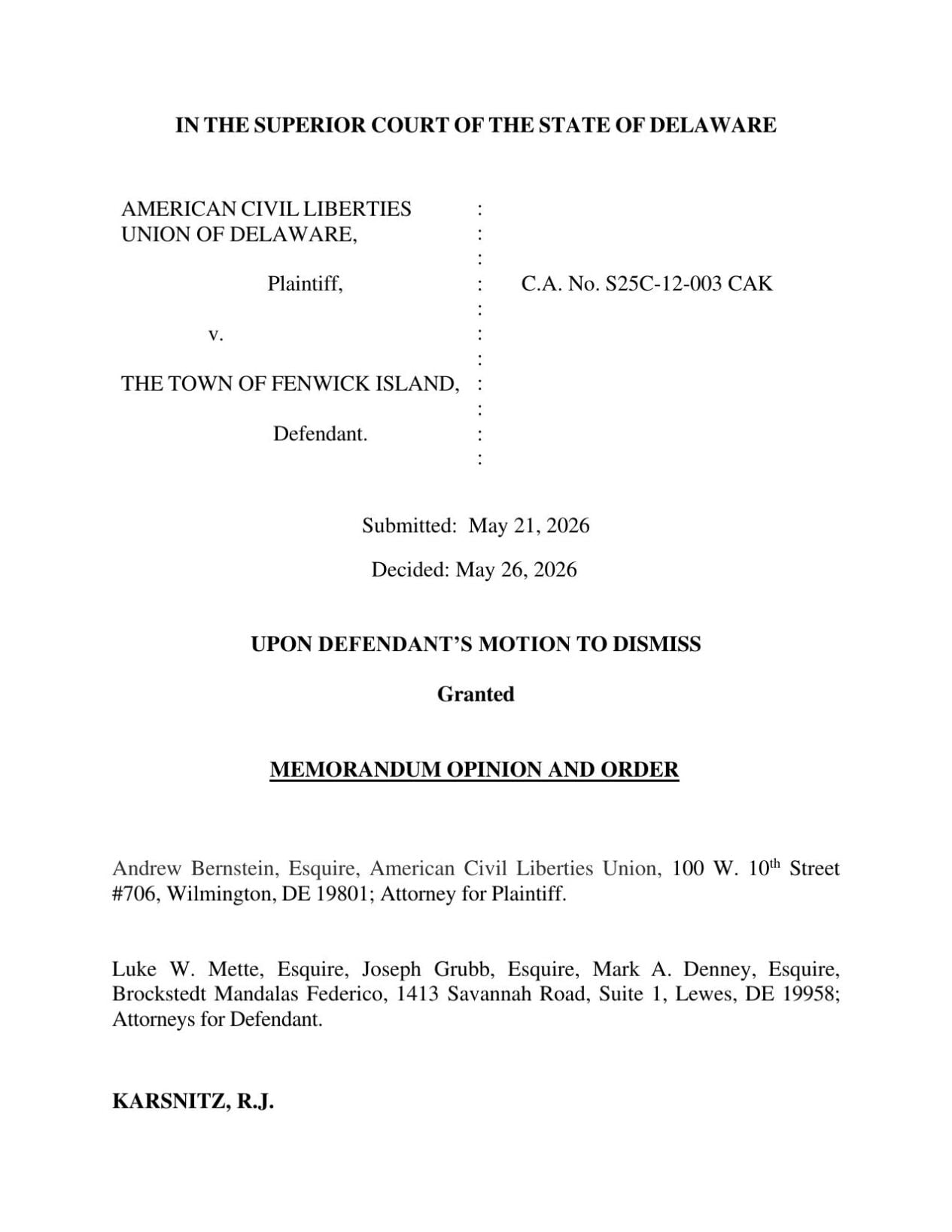 Civil Memorandum Opinion and Order