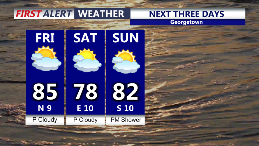 Graphic shows forecast over the next three days.