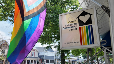 LGBTQ+ flag outside of Camp Rehoboth