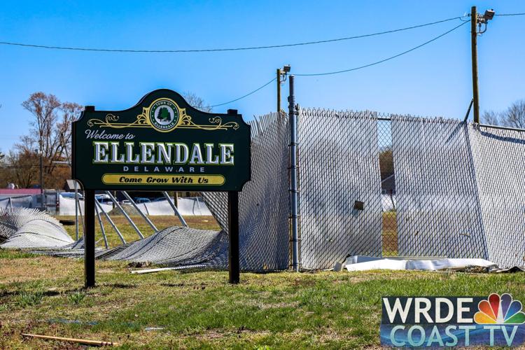 Multiple sections of a fence in Ellendale were damaged or blown down during the storm.