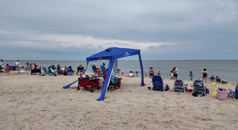 Restricted beach equipment would include shelters or canopies.