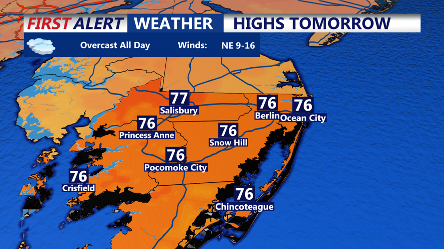 HIGHS TOMORROW OCEAN CITY