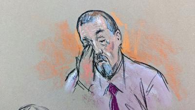 Seefried wipe away tears throughout the day, especially at the mention of his son.