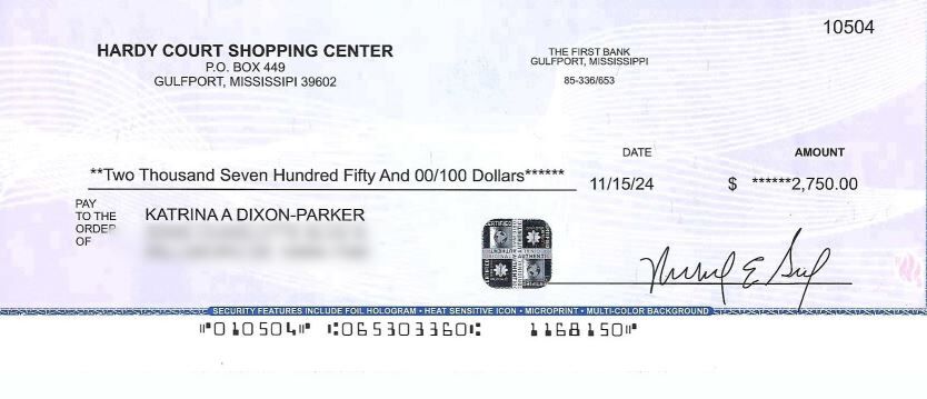 A fake check sent to a Millsboro woman by scammers asking her to be a secret shopper at Walmart