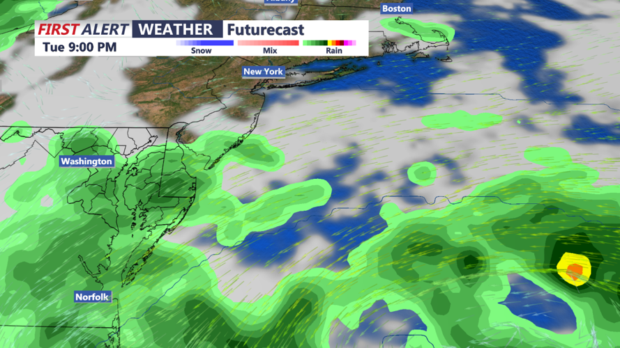 Heavier Rain Chances Possible Into Tuesday