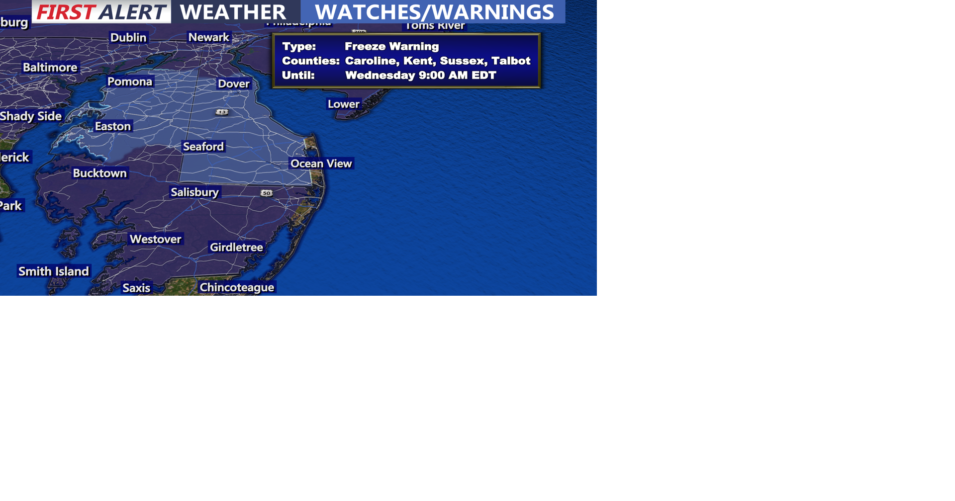 Breezy Tuesday gives way to freeze and frost across Delmarva | Weather ...