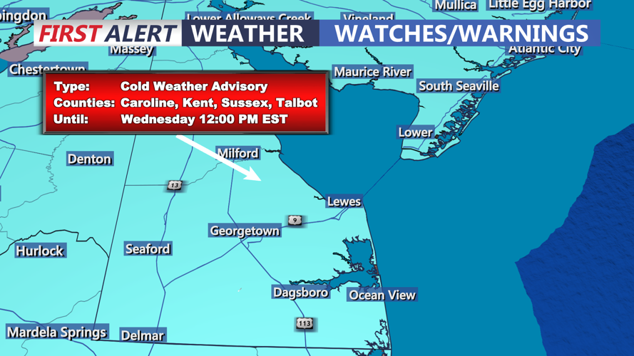 Cold Weather Advisories Through Wednesday 12 PM