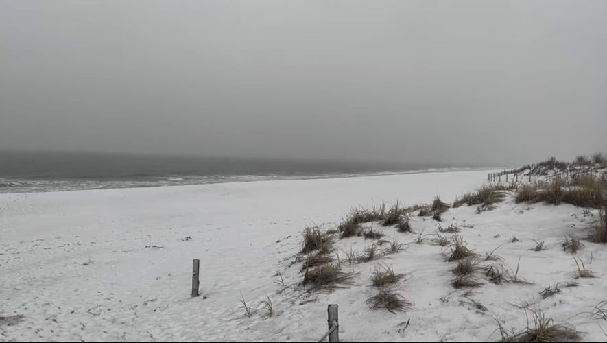 Snow on Fenwick Island's beach