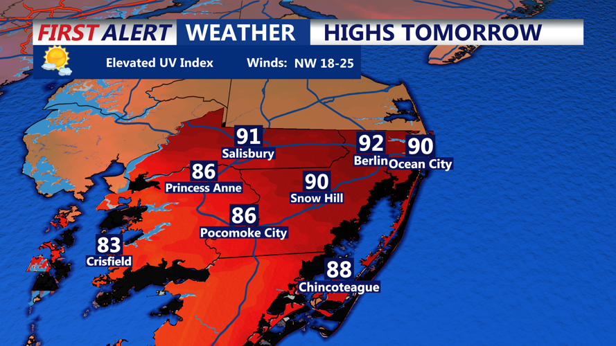 HIGHS TOMORROW OCEAN CITY