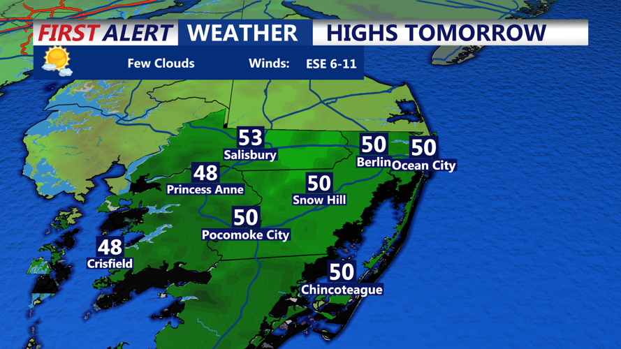HIGHS TOMORROW OCEAN CITY