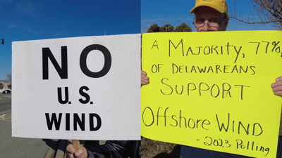 Dozens of protestors make their voice heard at 3R's beach offshore wind information session