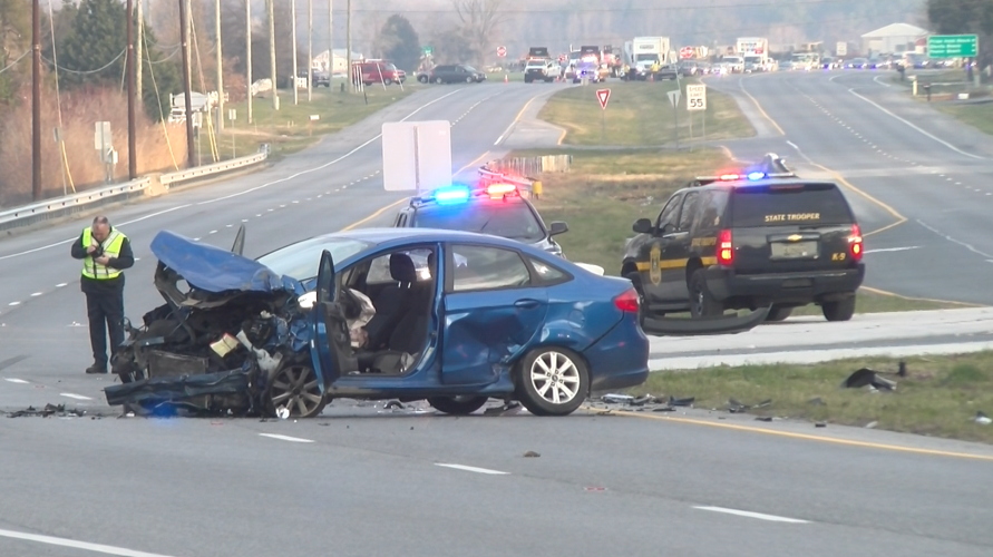 One of the vehicles involved in the Thursday morning crash.