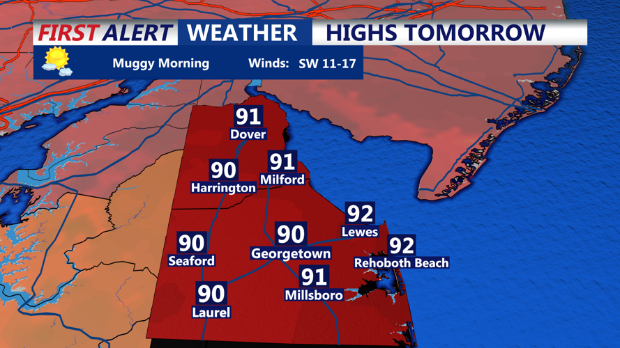 HIGHS TOMORROW SUSSEX COUNTY