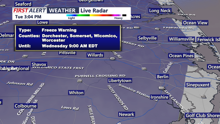 FREEZE WARNING OCEAN CITY