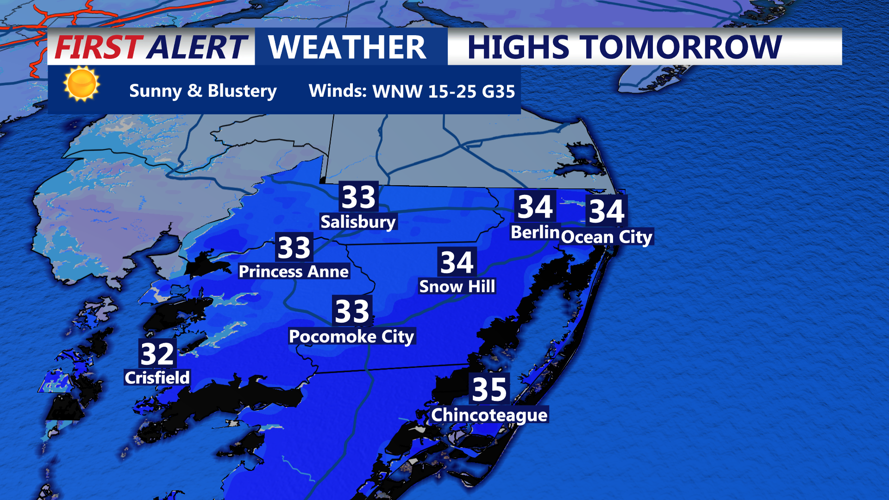 HIGHS TOMORROW - OCEAN CITY