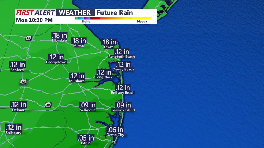 Rainfall totals Monday